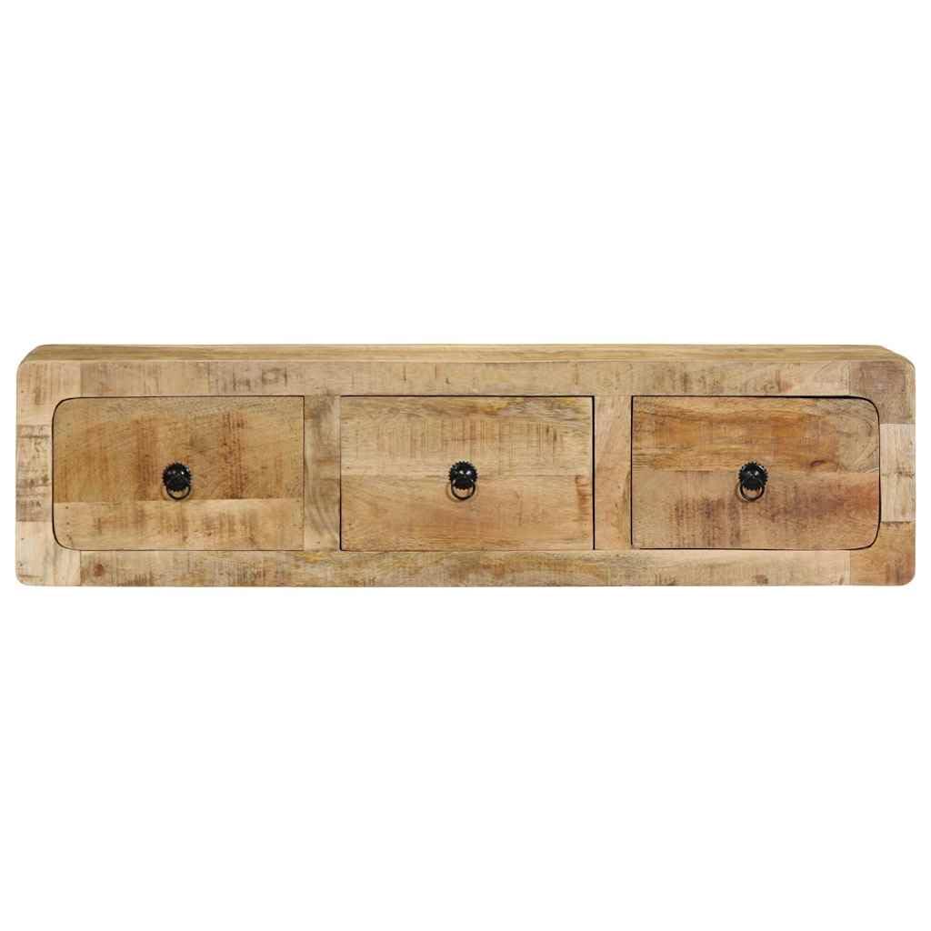 Mueble TV de pared de madera mango macizo 100x32x25 cm