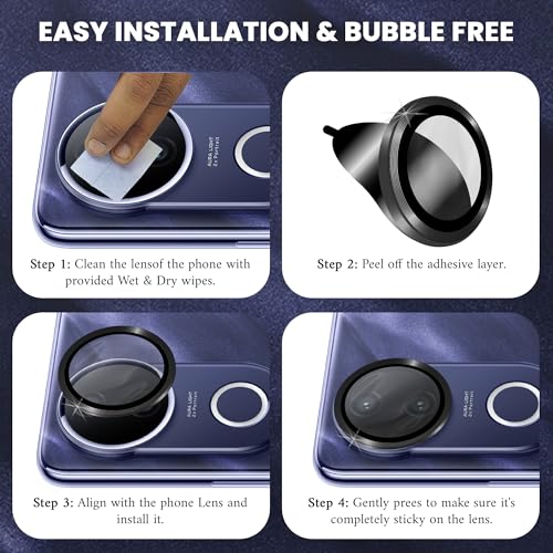 Image of ArmourPro Camera Lens Protector for Vivo T4R (6.77 Inches) Tough HD Individual Aluminum Alloy Rings 9H Camera Cover, Scratch-Resistant,Camera Lens Protection| Black, 1 Pack