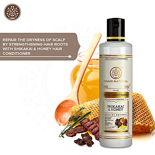 Image of Khadi Natural Shikakai & Honey Herbal Hair Conditioner for Nourishing Dry Hair | Repairs Dry, Damaged & Dull Hair | SLS & Paraben Free | Suitable for All Hair Types | 210ml
