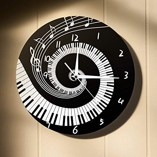 REFURBISHHOUSE Elegant Piano ClÉ Horloge Notes De Musique Vague Horloge Murale Moderne Ronde sans Batterie Acrylique Blanc - Les Beatles, Paul McCartney, John Lennon, RIngo Starr, George Harrison REFURBISHHOUSE Elegant Piano ClÉ Horloge Notes De Musique Vague Horloge Murale Moderne Ronde sans Batterie Acrylique Blanc – Image 4