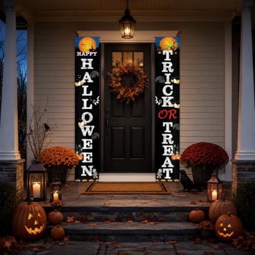 Oeyliz Halloween Decorations Happy Halloween Porch Trick or Treat Banner - image 2
