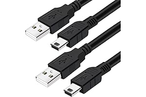 VOTY Mini USB Charger Cable 2-Pack, 10ft Type A to Mini-B Cable