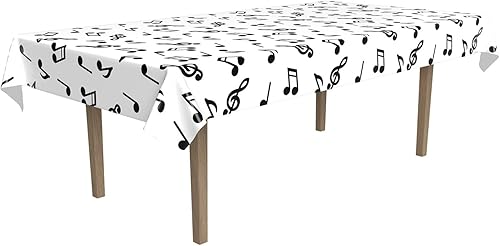 Miniatura 5 de Beistle Mantel de notas musicales, 54 x 108 pulgadas, mantel de plástico, decoraciones de fiesta de notas musicales, decoraciones de fiesta temática