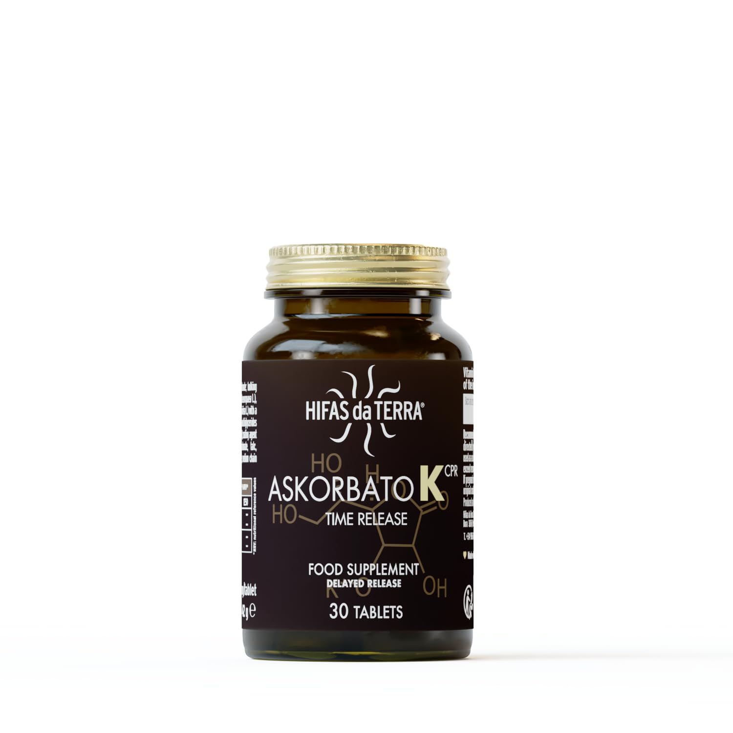HIFAS DA TERRA - Askorbato-​K Vitamina C con polifenoles y potasio - Suplemento Natural con Vitamina C - Antioxidante, Refuerza el Sistema Inmunitario y Protege el Estómago - 30 Cápsulas