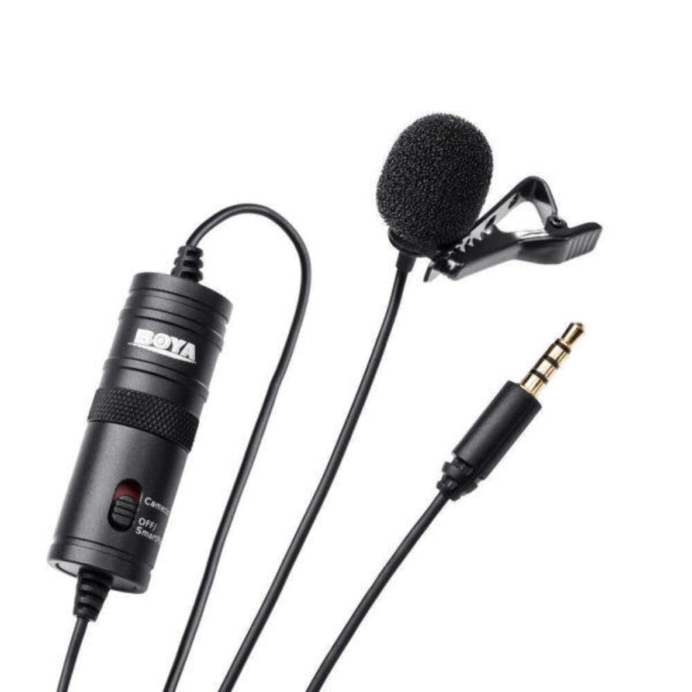 Boya BYM1 Omnidirectional Lavalier Condenser Microphone with 20ft Audio Cable (Black)