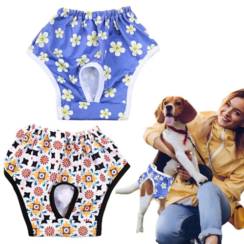 MEXRUMI 2 Piezas Pañales Reutilizables Para Perros, Pañales Higiénicos Lavables Para Perros, Pañales Para Perras En Celo E Incontinencia (M)