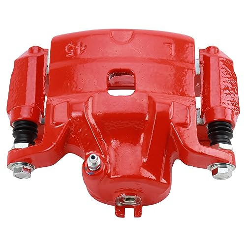 Image of TRQ Front Left Brake Caliper w /Bracket Performance Red Drivers Side | For 2010-2013 Nissan Altima 2011-2012 Sentra