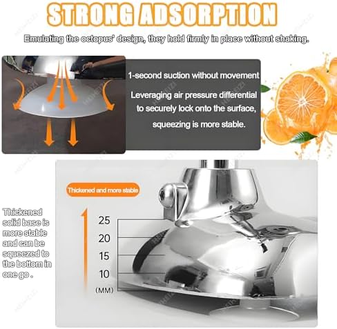 Miniatura 7 de Exprimidor manual de cítricos de acero inoxidable, exprimidor de limón de alta resistencia, fácil de limpiar, ideal para jugo de naranja fresco y