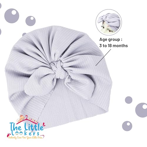 Image of THE LITTLE LOOKERS Turban Cap | Turban Knot Bow Cap | Turban Cap for New Born Kids | Cap for Baby Girl |Cap for Baby Boy | Baby Flower Turban Cap