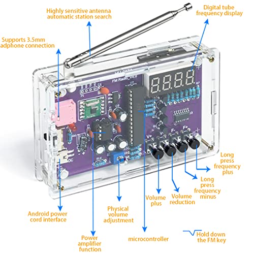 Image of Gikfun FM Radio Kit Soldering Practice Kit DIY School Project FM 87-108MHz with 2 Power Supply Modes, Soldering Learning and Teaching for Beginners, Adults EK1989