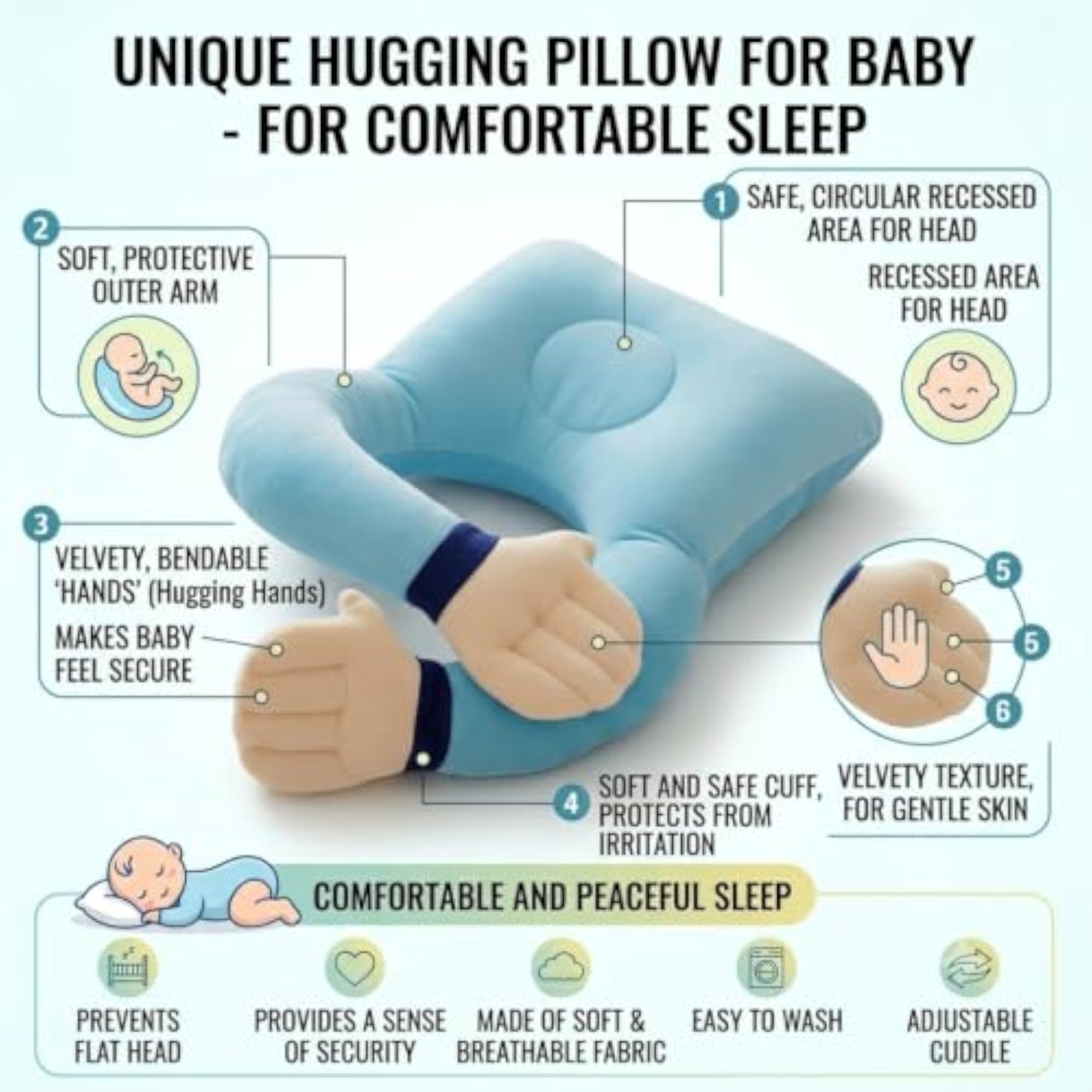 Kids Hugging Hand Pillow, Soft Toy for Comfort