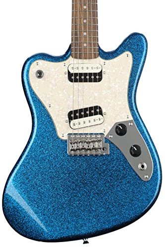 Squier by Fender エレキギター Paranormal Super-Sonic™, Laurel Fingerboard, Pearloid Pickguard, Blue Sparkle BLSP ソフトケース付き