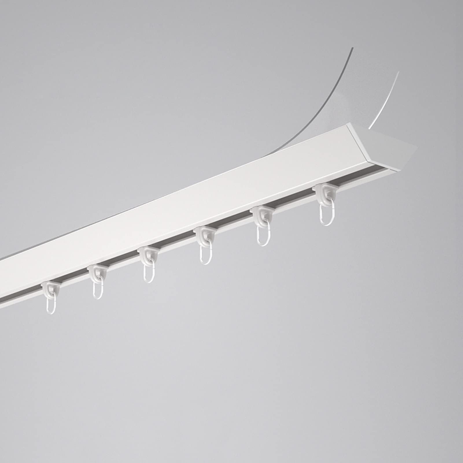 Binario Per Tende Senza Fori - Lega Alluminio A V, Montaggio A Soffitto, Nero O Bianco, Vari Lunghezze - Foto 4