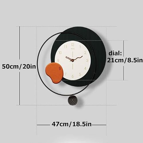 Miniatura 3 de VEZCOS Reloj de pared creativo de madera, relojes de pared de cristal de cuarzo, reloj de pared decorativo simple con péndulo para la escuela, el