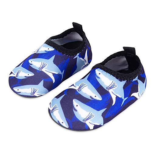 Lauwodun Baby Boys Girls Water Shoes Barefoot Aqua Sock Shoes for Beach Pool Surfing Yoga Swimming Walking Shark 5inch