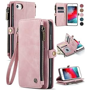 Defencase iPhone 8/7/SE 2020/SE 2022 Case, iPhone SE 2022 Wallet Case for Women Men, Durable Leather Flip Strap Wristlet…