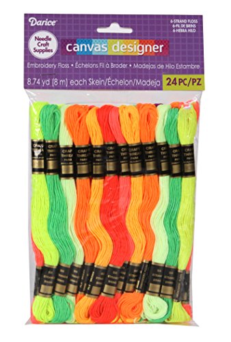 Darice HS1500 24 Piece Floss Embroidery, Neon