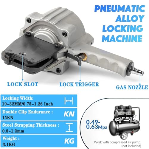 Outil de cerclage pneumatique en acier, tendeur portable et robuste pour emballage industriel – Machine à ruban de 32 mm