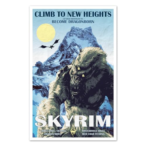 Skyrim - Become Dragonborn - Vintage Travel Poster - 11x17