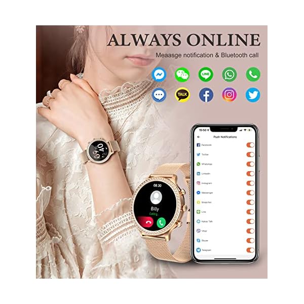 Smart Watch for Women (Call Receive Dial), Iaret Smart Watches for Android iOS Phones 1.32" Touchscreen Smartwatch with AI Voice Control Heart Rate Sleep Monitor Pedometer Waterproof Activity Tracker - Image 3