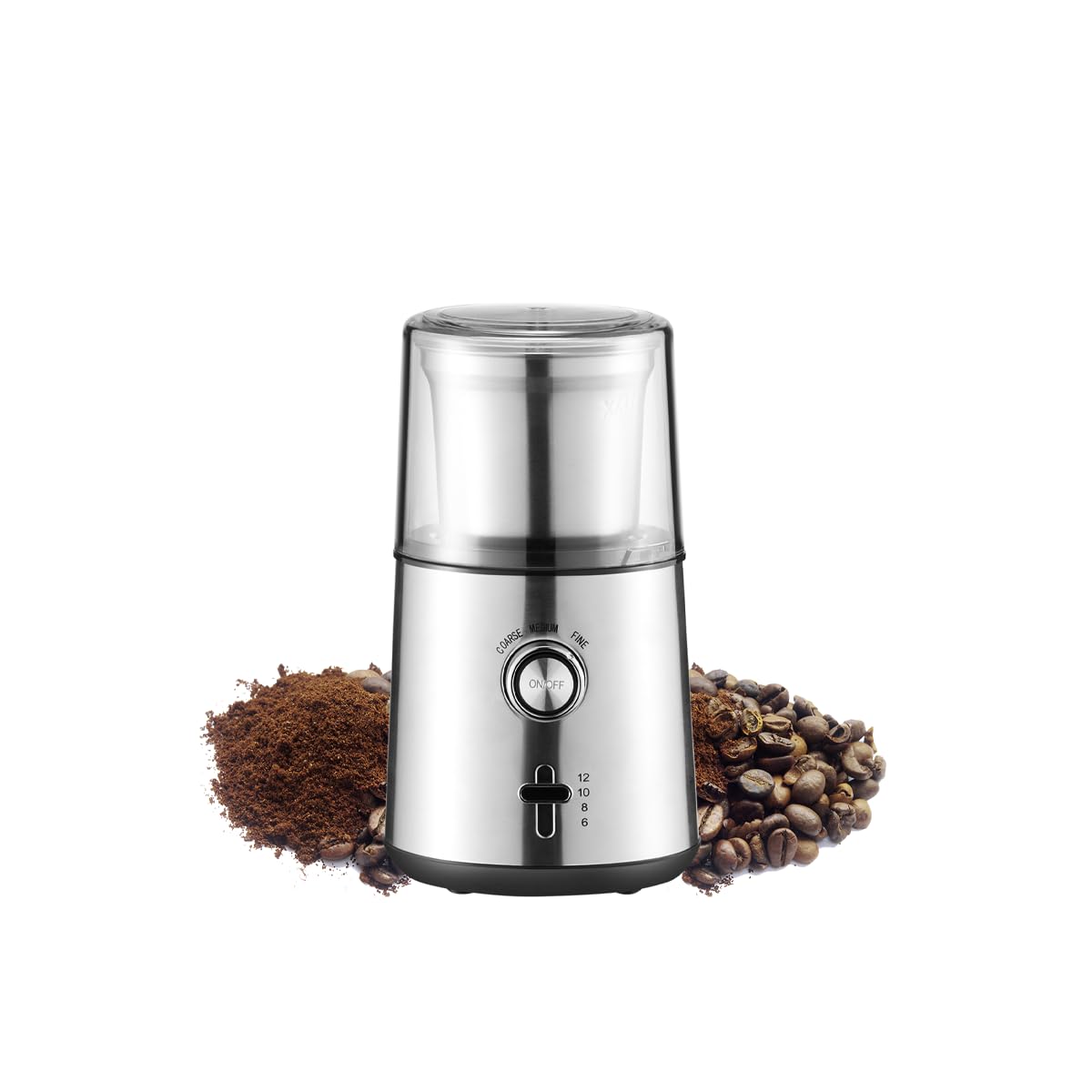 HomeyElectric Coffee Grinder 200W with 3 Kinds of Fineness Selector, Stainless Steel Blades, 4 Capacity Choice, for Coffee Beans, Pepper, Spices, Herbs, Salts
