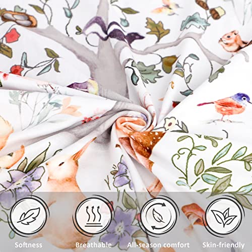 Image of Fitted Crib Sheet 2 Pack, Crib Sheets 28 inchx 52 inch for Boys & Girls, Super Soft Breathable Toddler Bed Sheets for Standard Crib & Toddler Bed Mattress, Woodland Animal