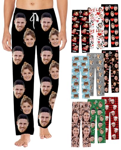 YanNanKe Personalized Face Pajama Pants with Photo for Women Men Custom Picture Sleepwear Bottom Customized Pj Pants