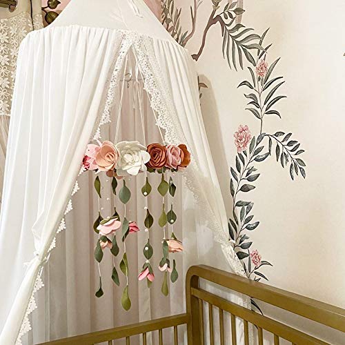 Loaol Kids Bed Canopy With Lace Sheer Chiffon Hanging Canopy Net For Baby Crib Nook Castle Game Tent Nursery Play Room Decor (White) #TOP1