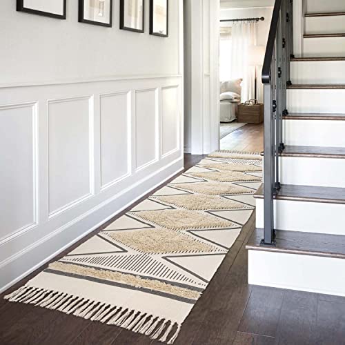 Boho Geometric Long Hallway Runner Rug, 2.6' X 8' Washable Entryway Runner Rug Soft Kitchen Runner Rugs Hand-Woven Area Rug Low-Profile Indoor Doormat For Entrance Foyer Bedroom Laundry Room #TOP6