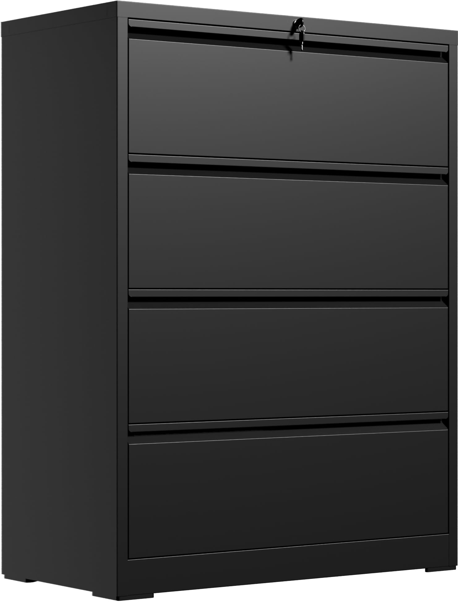 4 Drawer Lateral File Cabinet, Metal Filing Cabinet for Home Office, Black