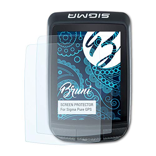Bruni Película Protectora Compatible con Sigma Pure GPS Protector Película, Claro Lámina Protectora (2X)