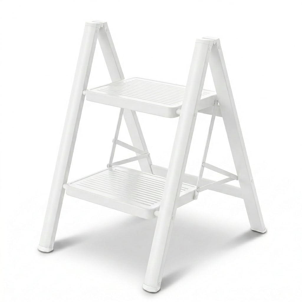 Step Ladder Folding Ladder with 150 kg Load Capacity - Safe & Stable Household Ladder with Professional Quality (2-Step) (2 Steps)