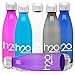 BPA-Free Sport Water Bottles 25 oz, Tritan Non Toxic Plastic, Reusable Flask with Stainless Steel Leak Proof Twist Off Cap & Steel Base, Cola Bottle Shape (Blue, 25 Ounces)