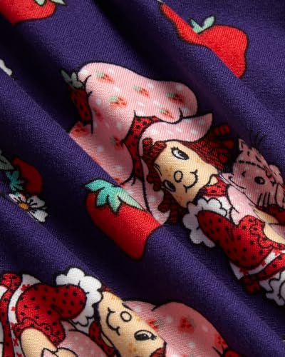 Image of COCO BRANDS Strawberry Shortcake Womens Pajama Sets - 2 Piece Soft Stretch Button Down Sleep Shirt and Pajama Pants