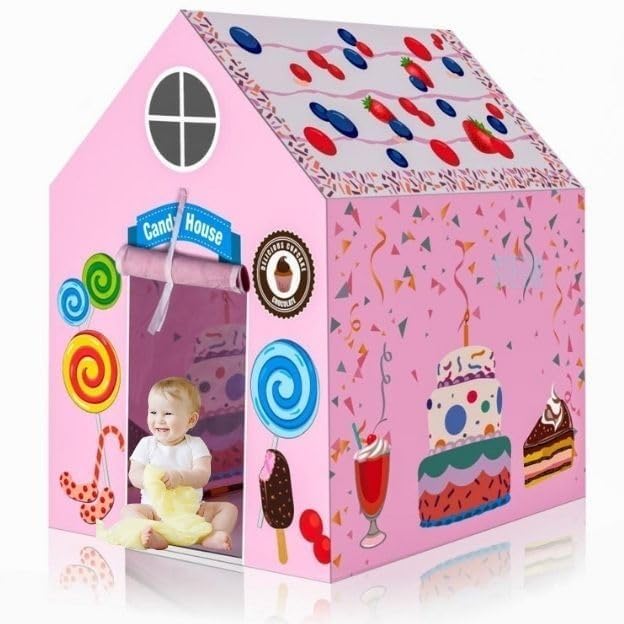 Image of Play Tent House for Kids - Lightweight Indoor Outdoor Children Play House for Boys & Girls for Gift | Multicolor (Happy)