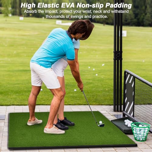 Golf Hitting Mats 5x4ft Premium Turf Mat Non-Slip Thick Golf Practice Mat with 2 Rubber Tees and Portable Strap, Golf Hitting Mat for Indoor/Outdoor by LWADALN - Image 8