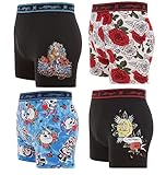ED HARDY Men's Boxer Briefs Pack of 4, Sports Performance Stretch Underwear Breathable Athletic Fit,