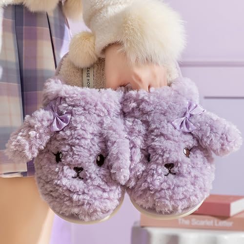 Thick Bottom Fluffy, Women's Winter, Autumn Couple Slippers - Cute indoor animal slippers with PVC sole and plush upper. Keep your feet warm and cozy!3