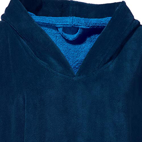 Erwin-Mueller-Damen-Herren-Surf-Poncho-mit-Kapuze-Badetuch-Umkleide-Hilfe-Velours-Frottier-Marine-Groesse-ca-110-cm