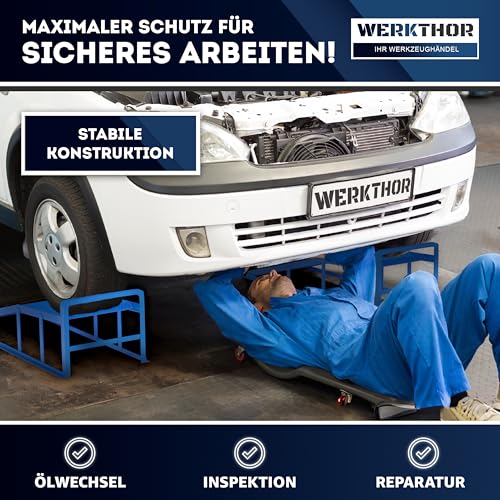 WERKTHOR Auffahrrampe PKW Metall - [2er Set] Auffahrrampen für maximalen Halt [