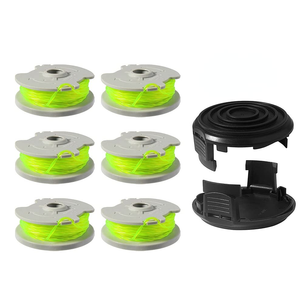 DAZZLEEX 6 bobinas de cortacésped para WA0014 Carrete y línea WG168 WG184 WG190 WG191 Recortadora de Cuerdas + 2 Tapas