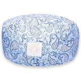 YOMANIS Yogakissen - Ø 31cm rund - 18cm Sitzhöhe - Meditationskissen für Yoga - Waschbarer Bezug aus ÖkoTex Bio Baumwolle - gefüllt mit Dinkelspelz aus Bioland Demeter Mühle - Zafu Reisekissen