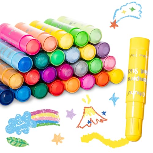 Ohuhu 36-Color Washable Tempera Paint Sticks for Kids