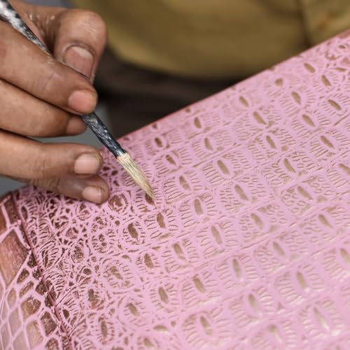 Image of Anuschka Women's Leather Wallet - Hand-Painted Genuine Leather Wallet with RFID Protection - 1149, Croc Embossed Blush Gold