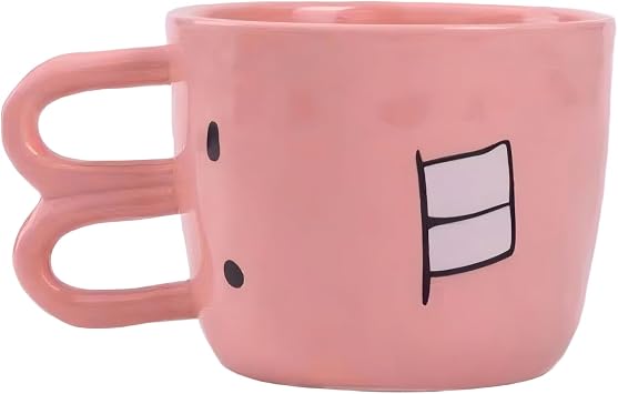 Pink pig ceramics milk coffee pot, kettle, teapot, Cute mug,Creative, funny coffee pots and mugs,A white elephant gift for family and friends small Rabbit teeth cup