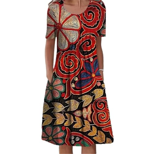 Robe décontractée à manches courtes pour femmes coupe ample fluide - 3