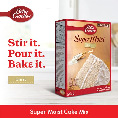 خليط كيك ابيض سوبر مويست من بيتي كروكر، 500 غرام، كيك سريع وسهل في 3 خطوات بسيطة، طعم غني، يخدم 12 قطعة