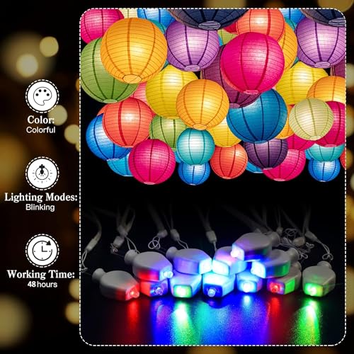 Yizhet LED Ballonlichter - 12 Laternenlichter für Lampions, Warmweiß, Party Dekoration für Hochzeit, Halloween, Weihnachten, Mehrfarben – Bild 4