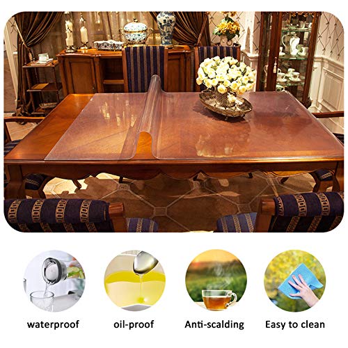Protecteur de nappe transparent mat biseauté fini les rayures sur table en verre