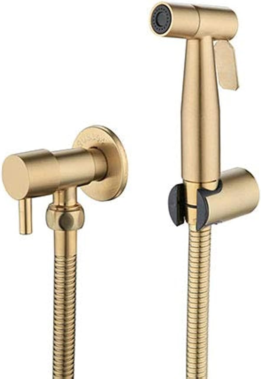 LOSCHEN 1/2NPT Stainless Steel Bidet Sprayer kit for Toilet,Hand Held Sprayer Shattaf Toilet Attachment for Pet Bath/Personal Hygiene/Bathroom/Closestool,Easy to Install (Brushed Gold)